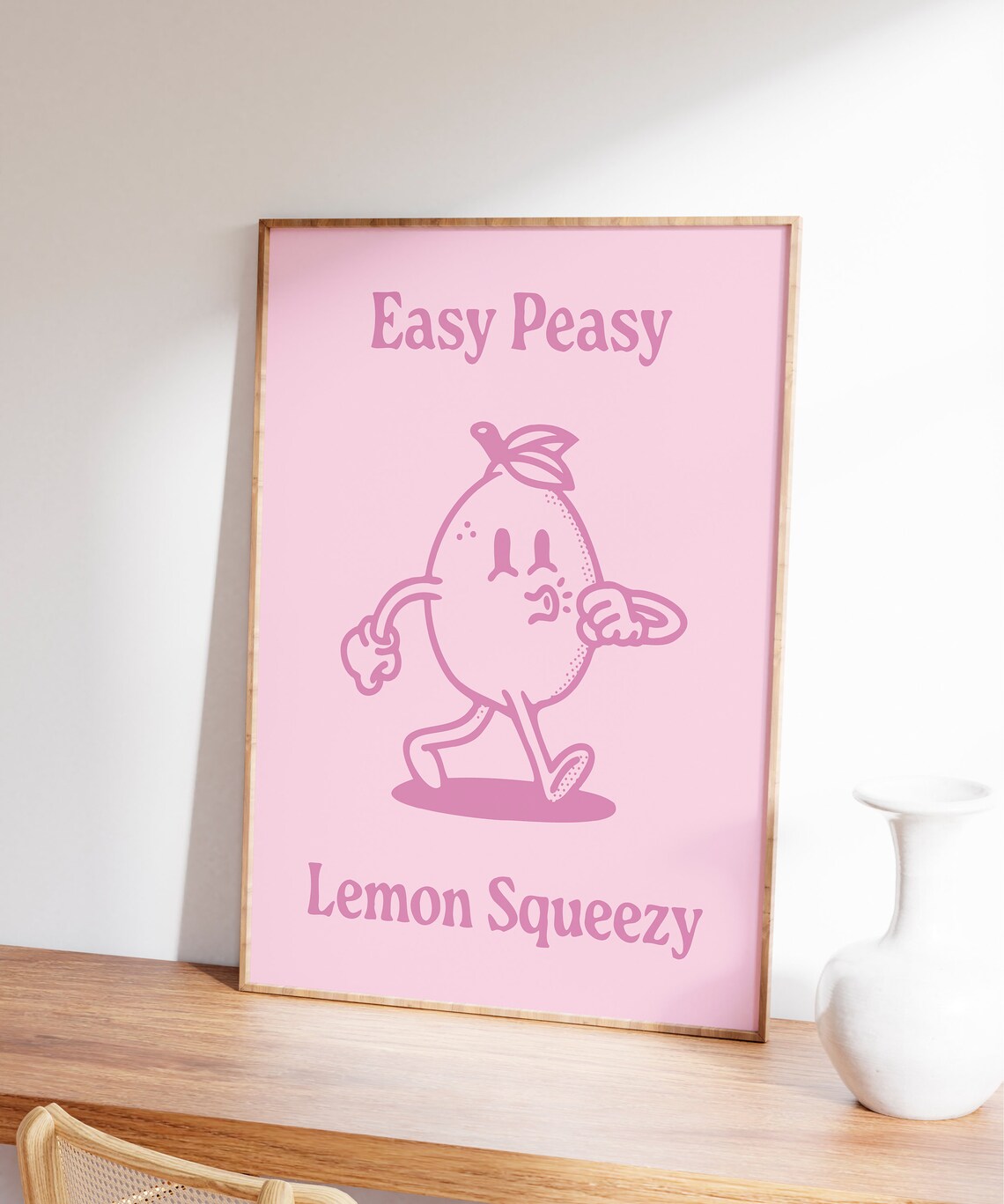 Easy Peasy Lemon Squeezy Retro Lemon Art Print - Image 4