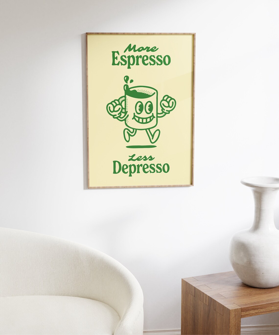 More Espresso Less Depresso Retro Coffee Quote Art - Image 6