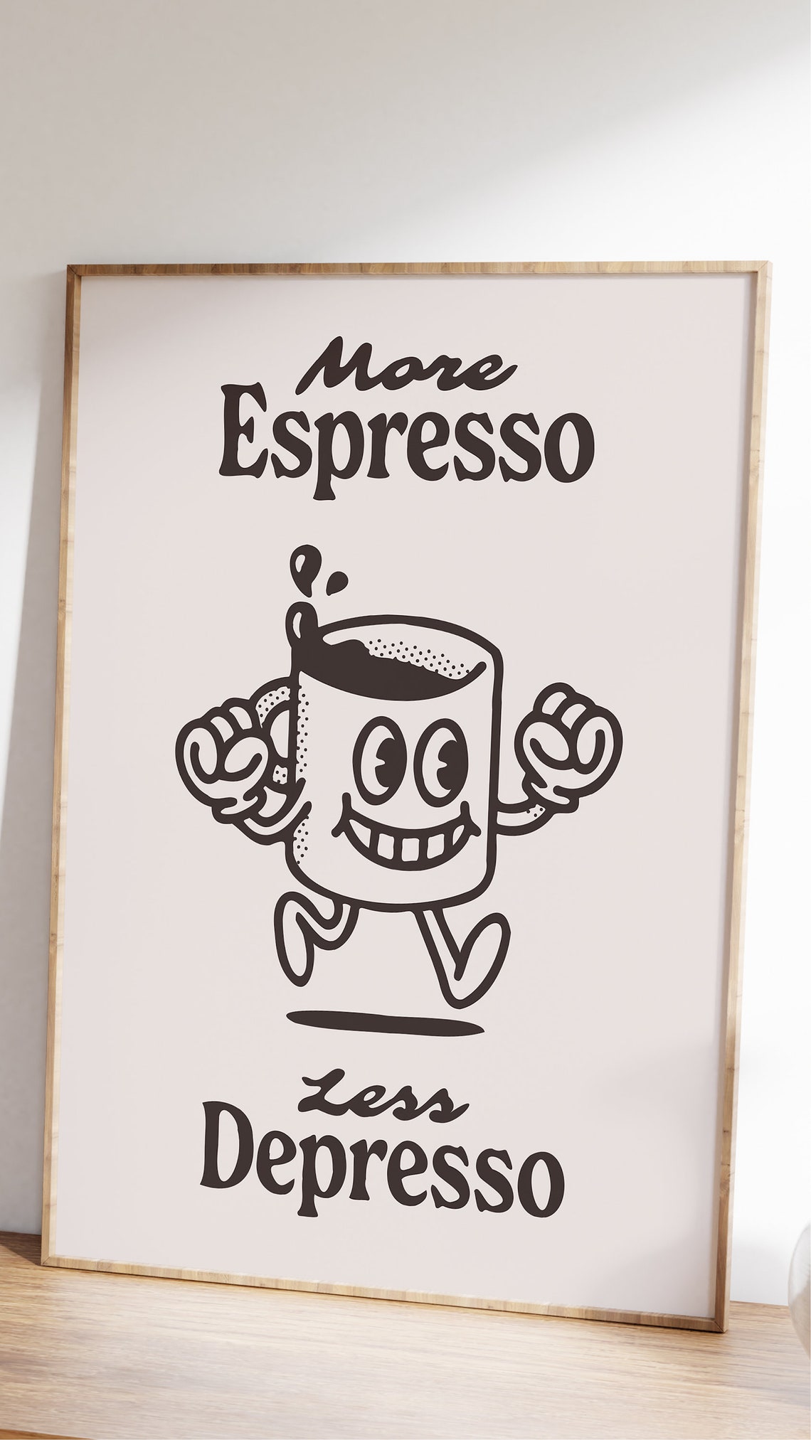More Espresso Less Depresso Happy Coffee Cup Retro Fun Art Print - Image 2