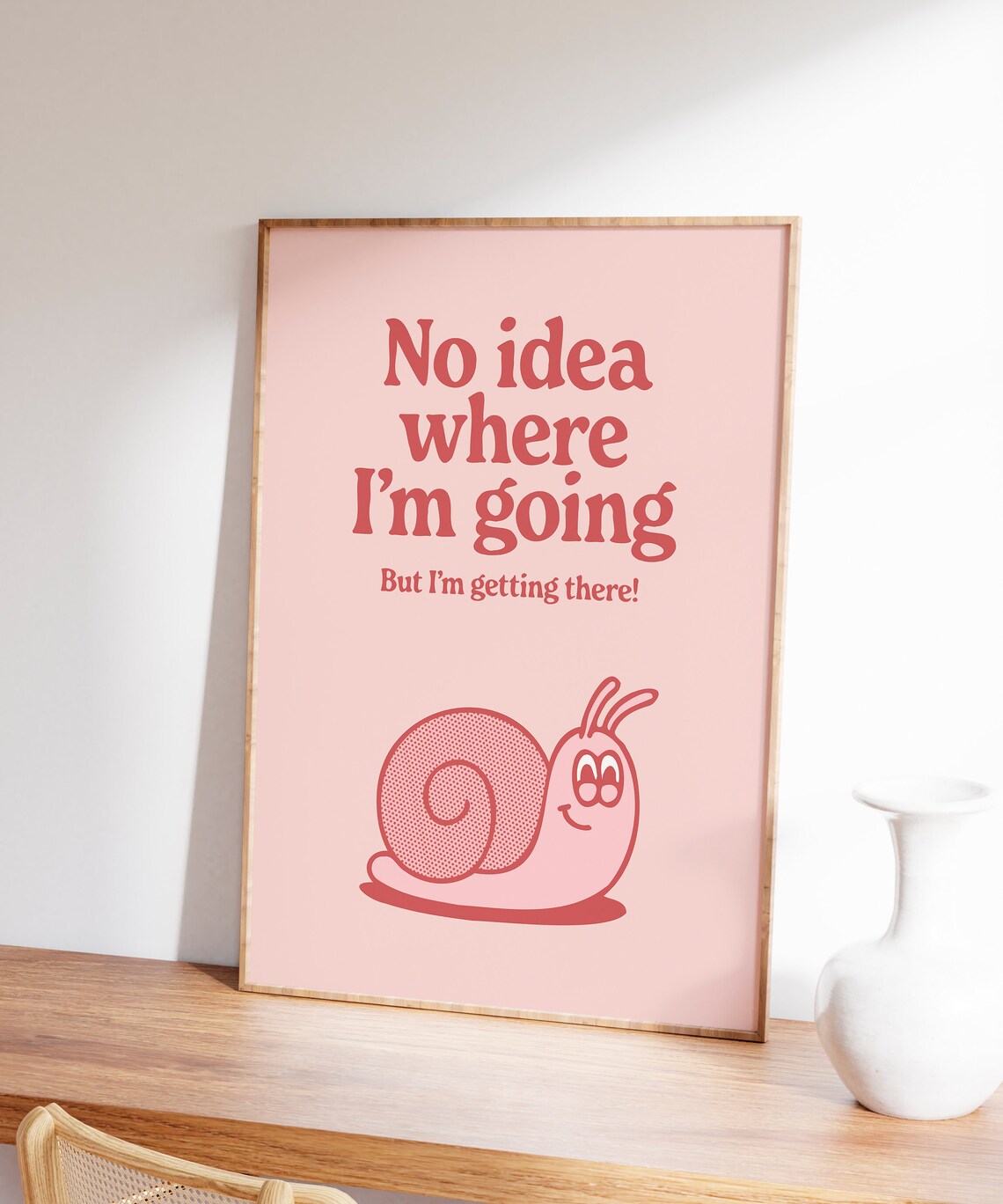 No Idea Where I Am Going Cute Snail Quote Motivational Wall Art - Image 5