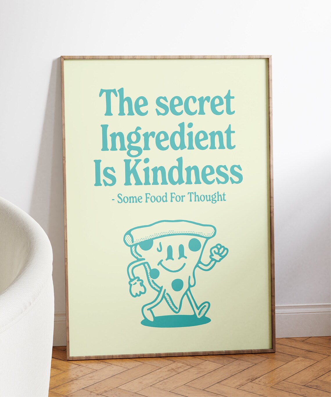 Kindness Quote Retro Character Art Teal Poster - Image 7