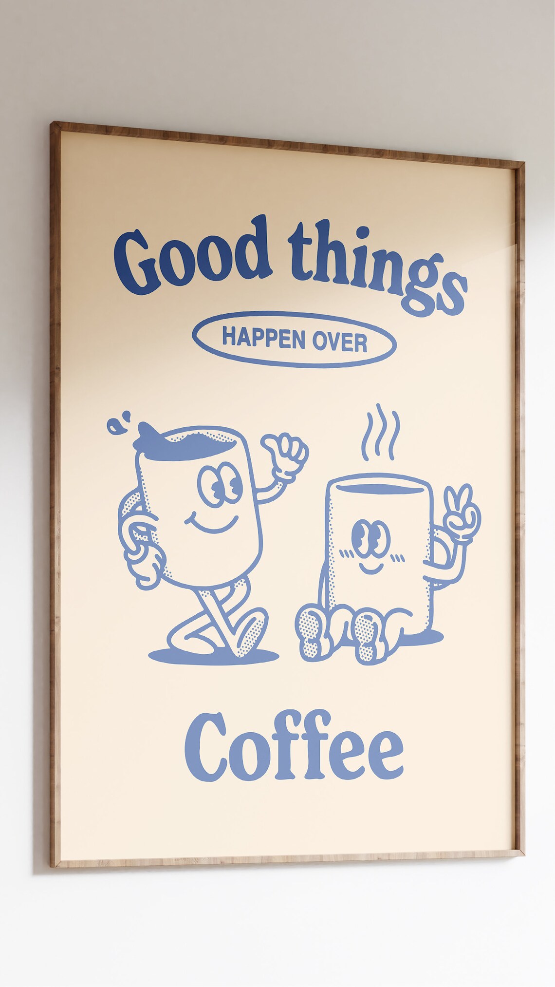 Good Things Happen Over Coffee Retro Kitchen Poster - Image 2