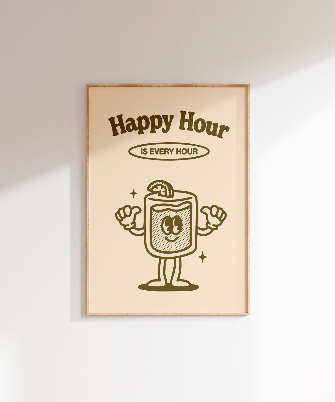 Happy Hour Is Every Hour Funny Retro Cocktail Character Art Print - Image 4