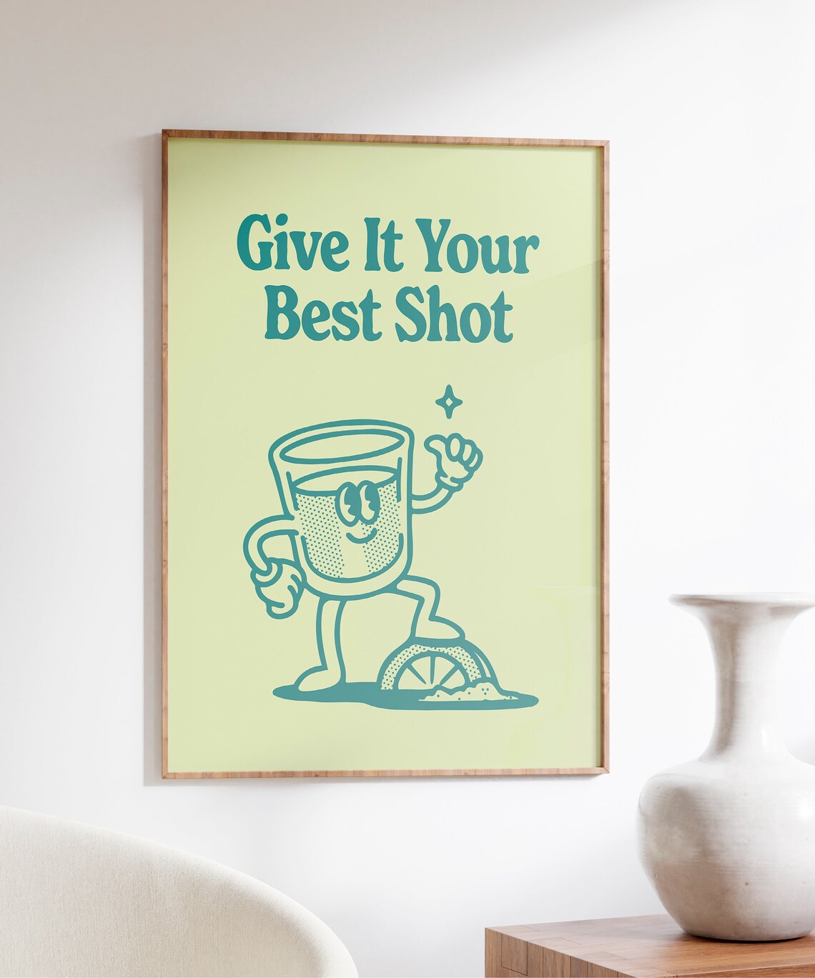 Give It Your Best Shot Teal Tequila Mascot Home Bar Art Poster - Image 4