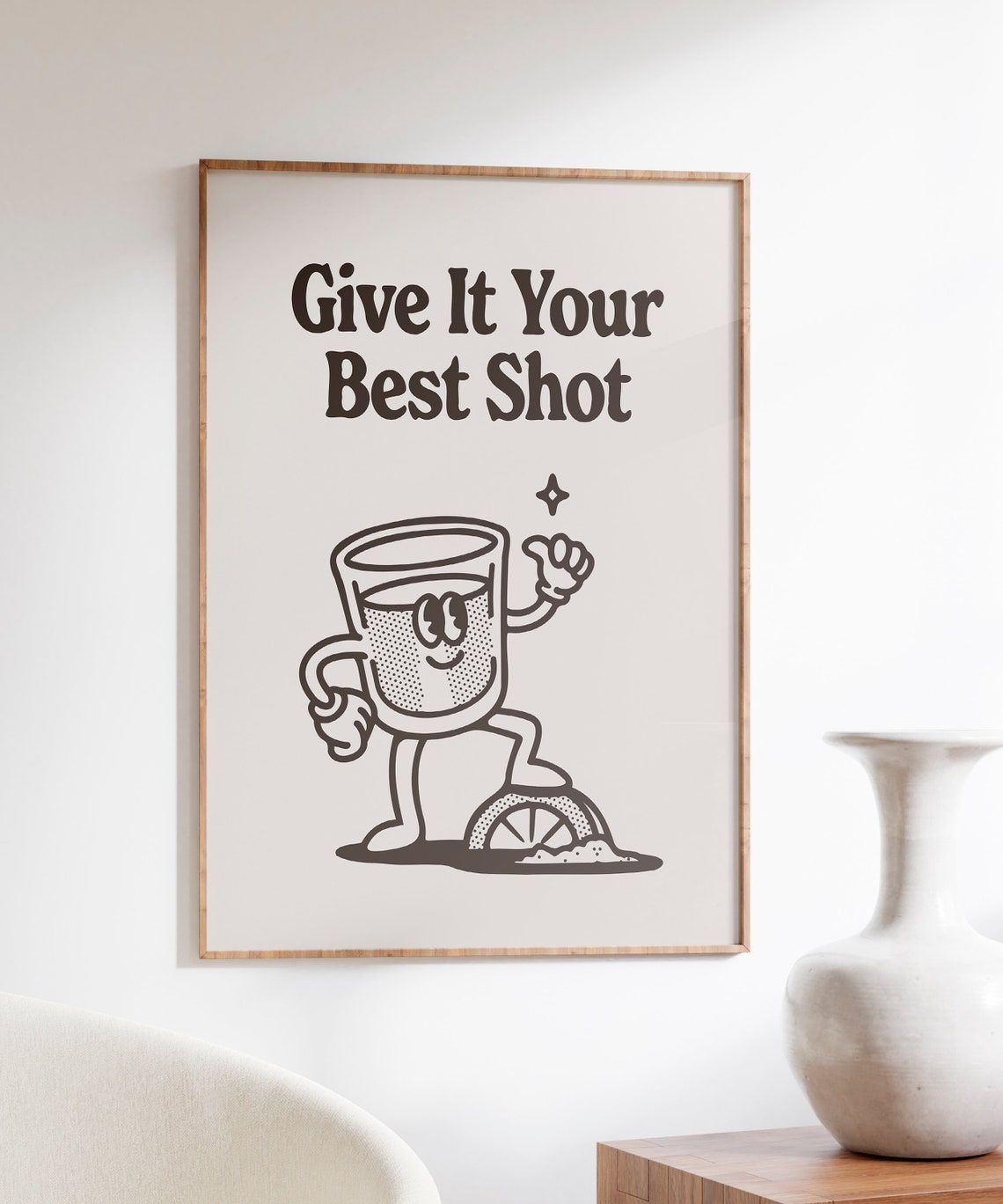 Give It Your Best Shot Tequila Lime Retro Cartoon Quote Poster - Image 4