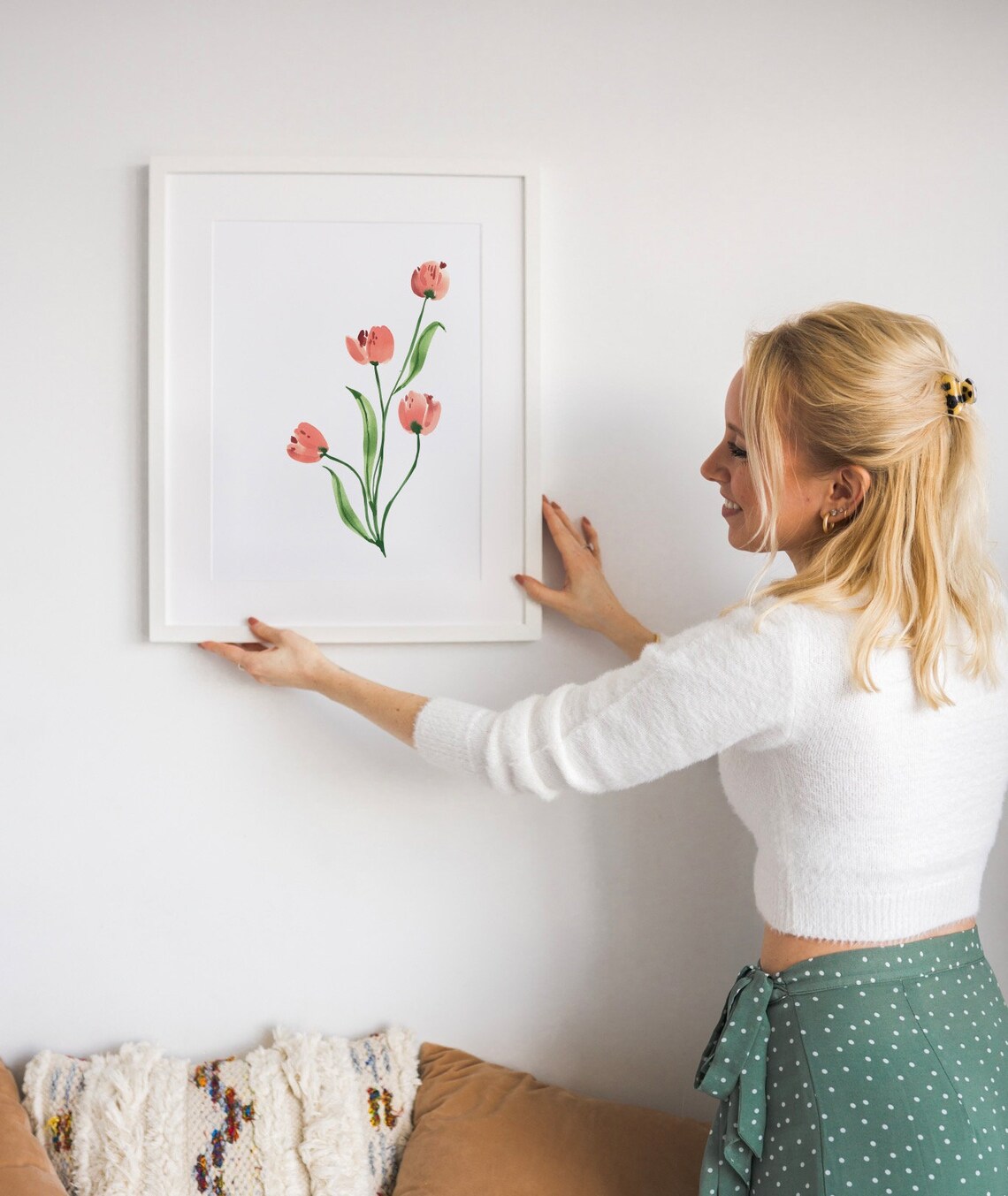 Tulip Flowers Minimal Wall Art, Kitchen Print - Image 2