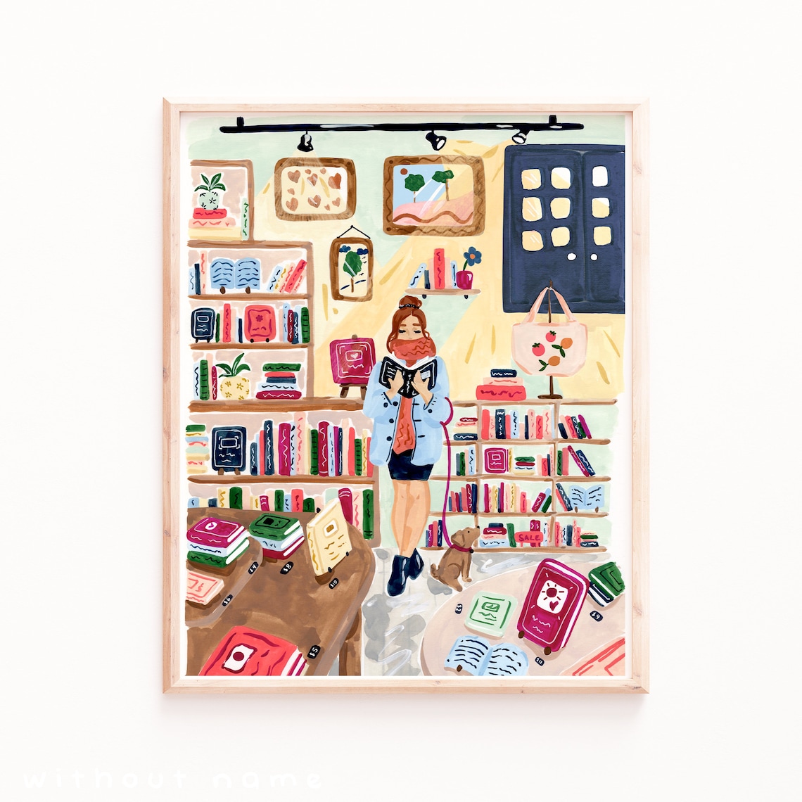 Cozy Bookshelf Minimalist Art Print, Literary Decor