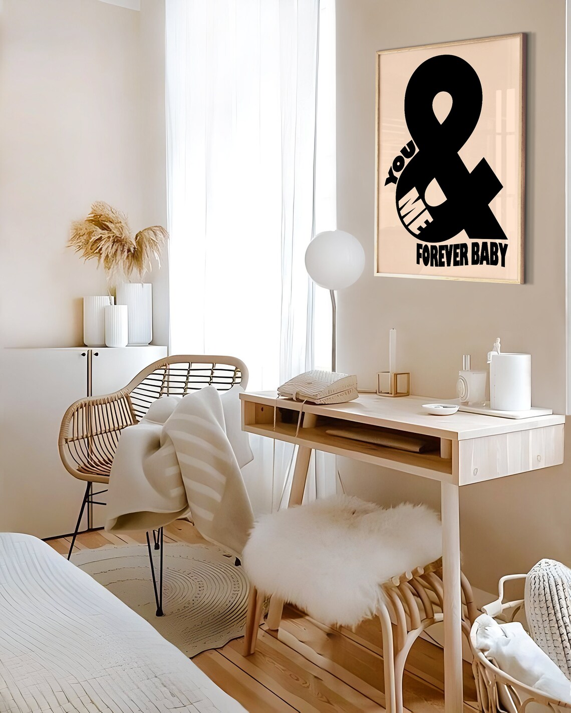 You Me Forever Baby Ampersand Symbol Beige Black Love Art Poster - Image 3