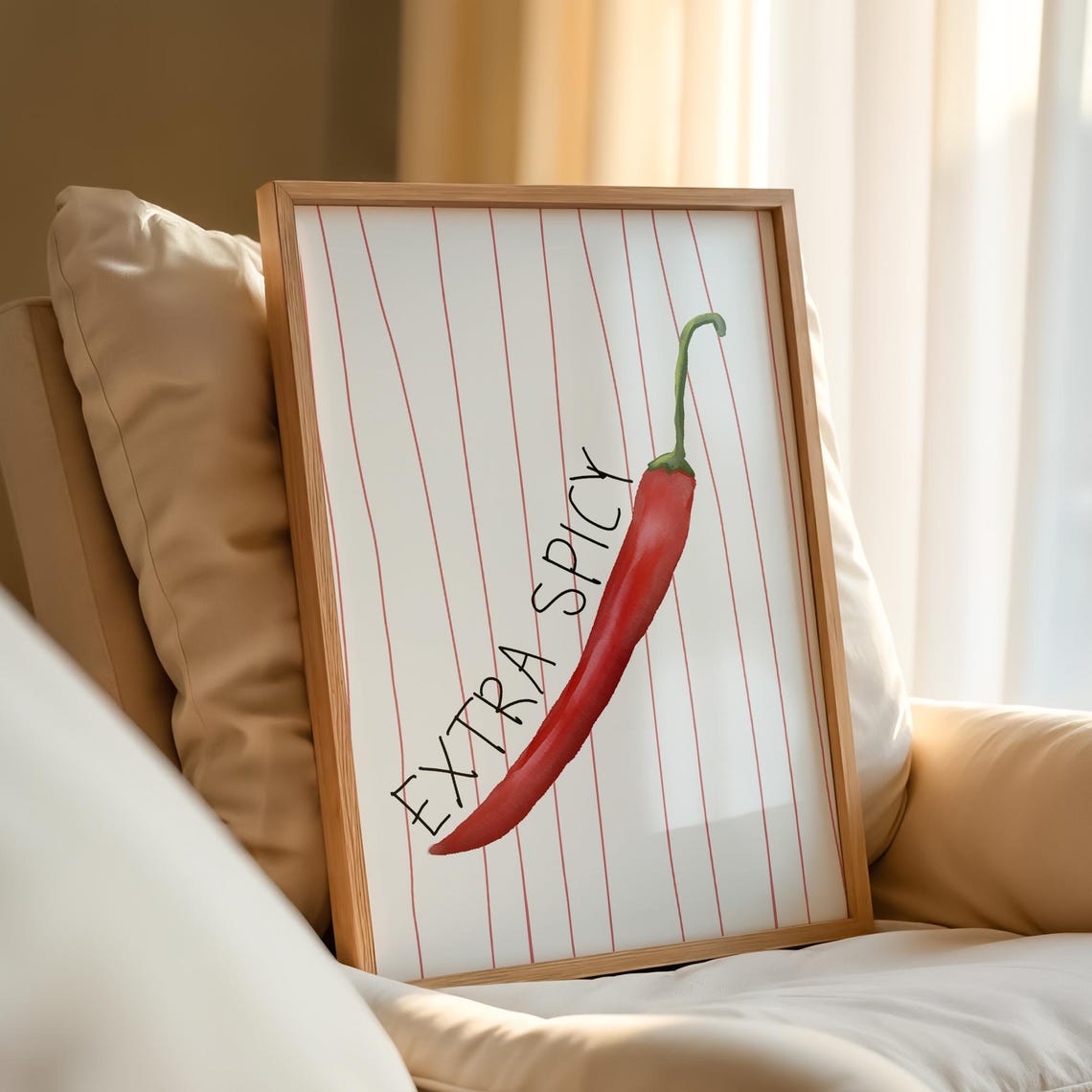 Extra Spicy Red Chili Pepper Watercolor Fun Kitchen Food Quote Poster - Image 3