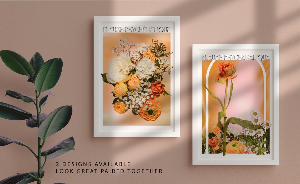 Fleurs Psychédéliques Retro Flower Arch Orange Tulip Art Poster - Image 2
