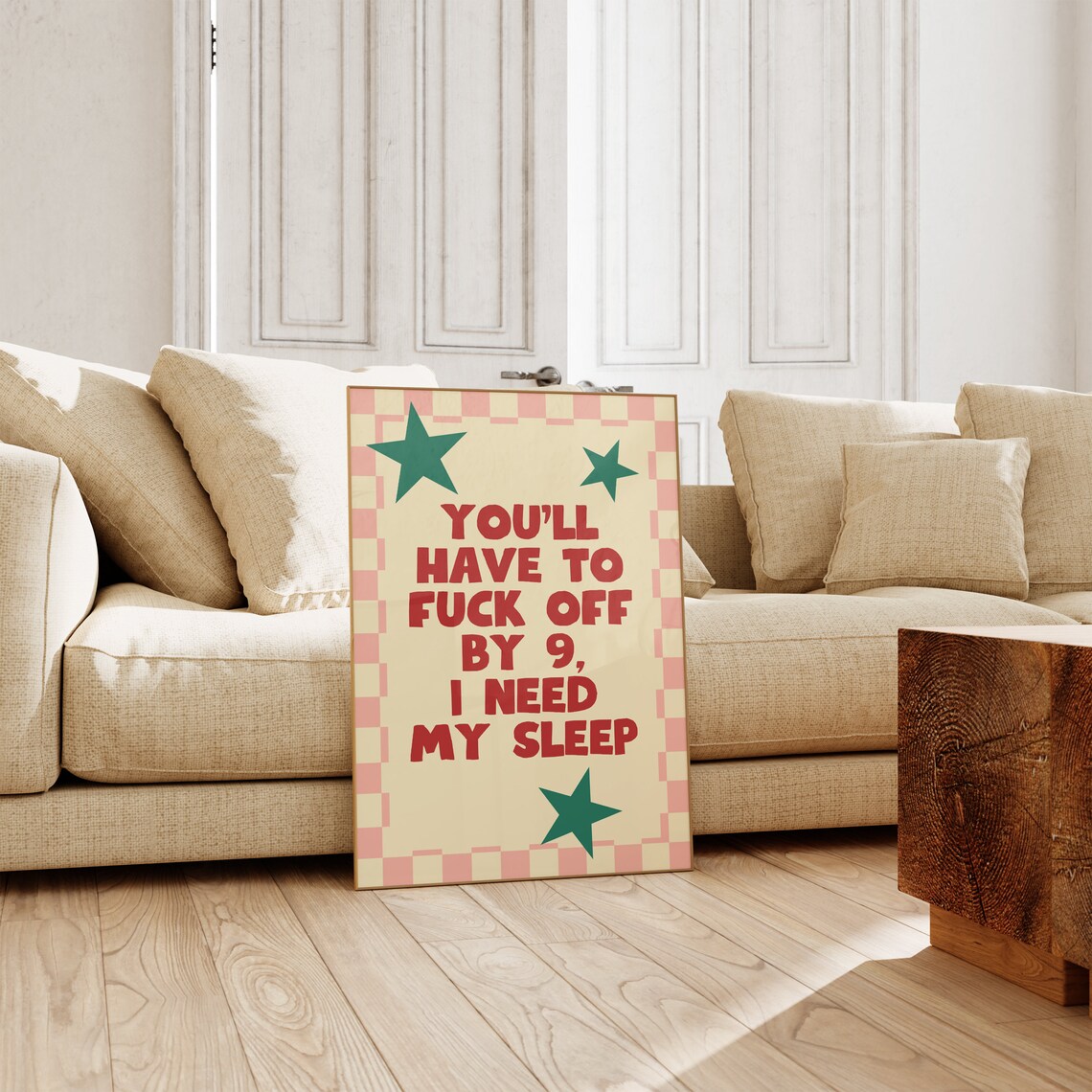 Leave By 9 Retro Funny Typography Art Print - Image 2