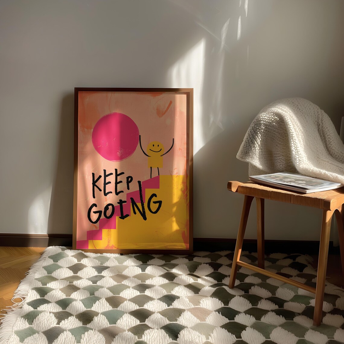 Keep Going Motivational Phrase Retro Art Print - Image 4