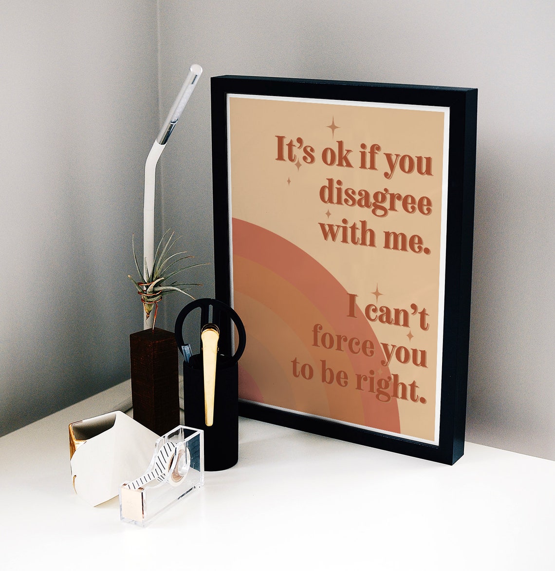 Funny Boho Sarcasm Rainbow Quote Poster It Is Ok to Disagree - Image 2