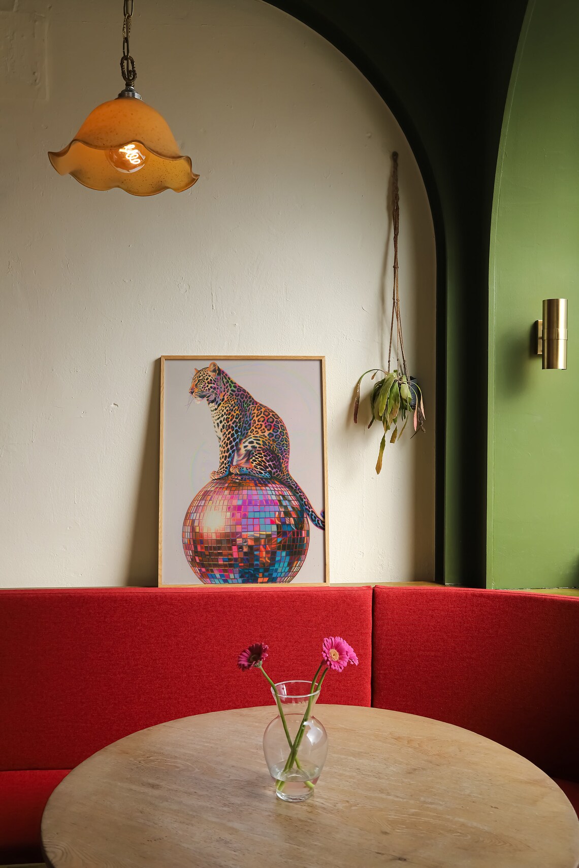 Leopard Sitting On A Disco Ball, Retro Art Print - Image 3