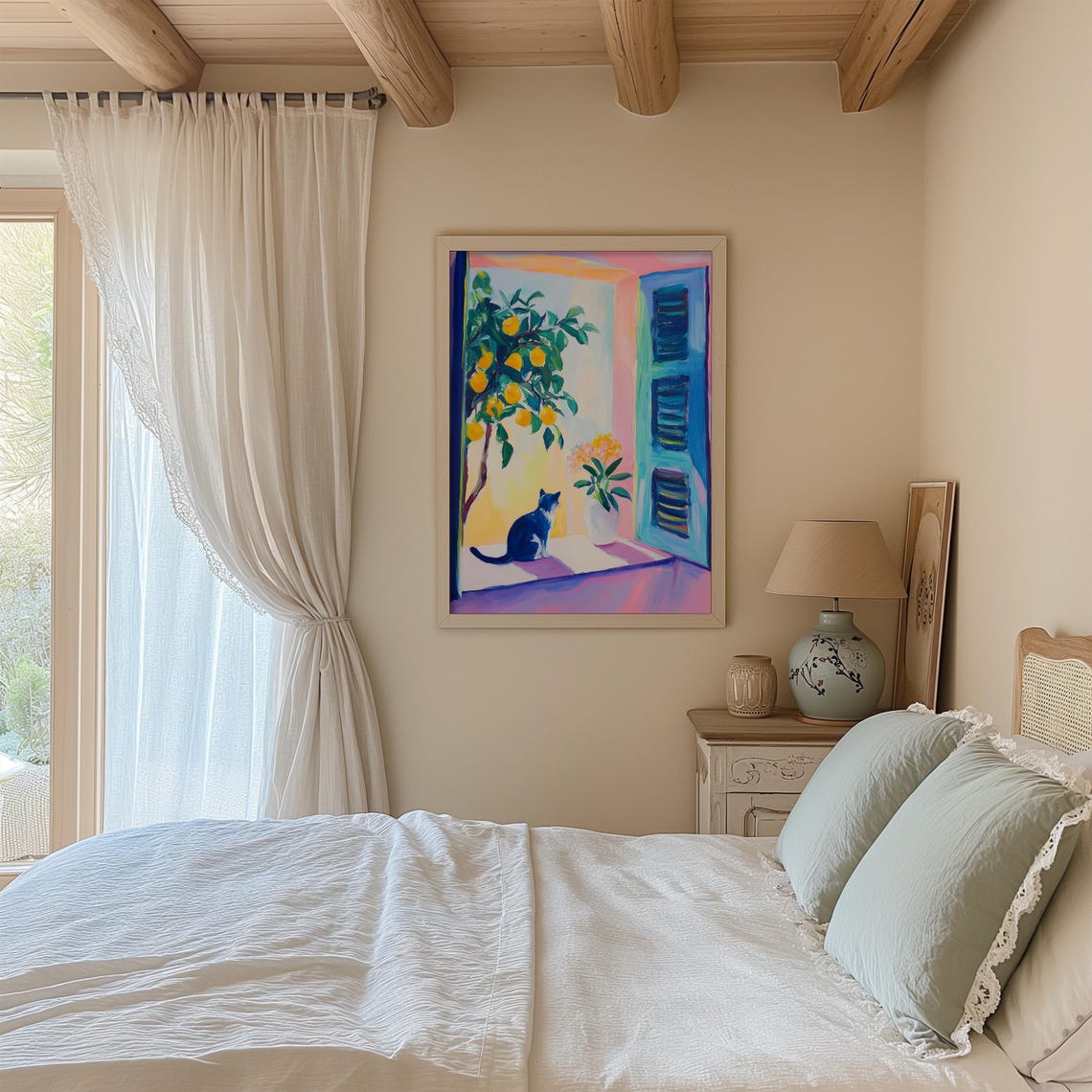 Matisse-Inspired Open Window Cat Art Print - Image 2