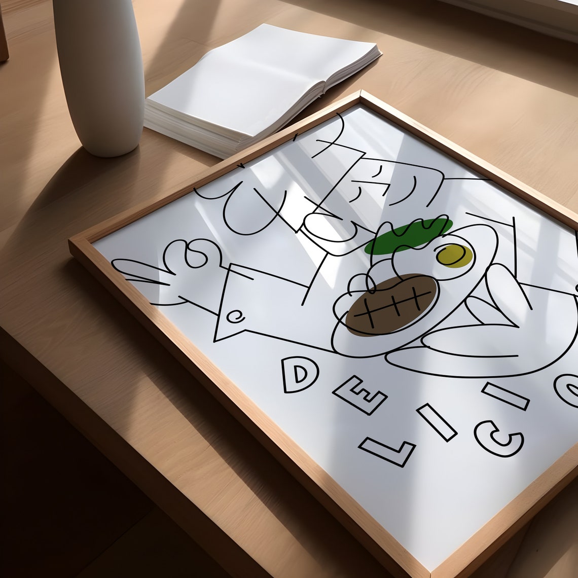 Delicious Chef Line Art Chefs Kiss Funny Kitchen Foodie Poster - Image 2