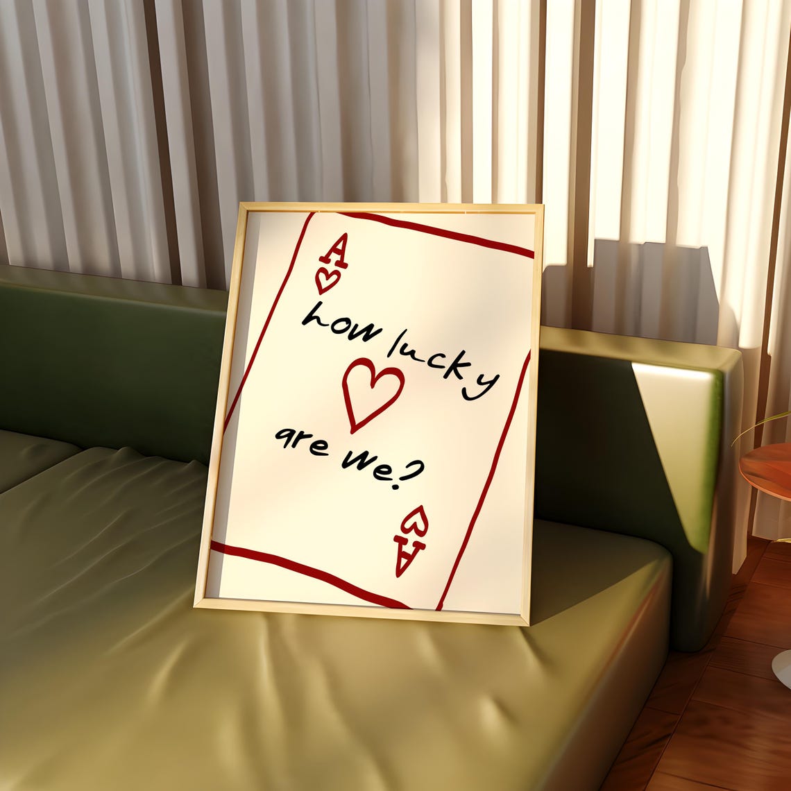 How Lucky Are We Ace Of Hearts Playing Card Retro Love Poster - Image 2