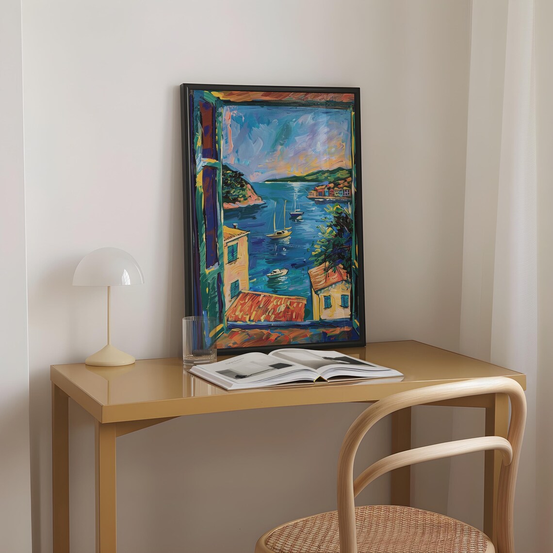 Open Window, Matisse-Inspired Coastal Harbour Art Print - Image 4
