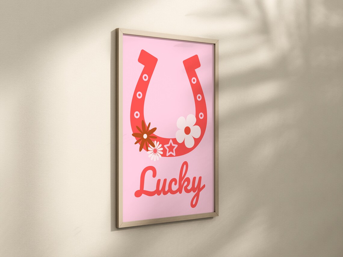 Lucky Horseshoe Cowgirl Aesthetic Art Print - Image 2