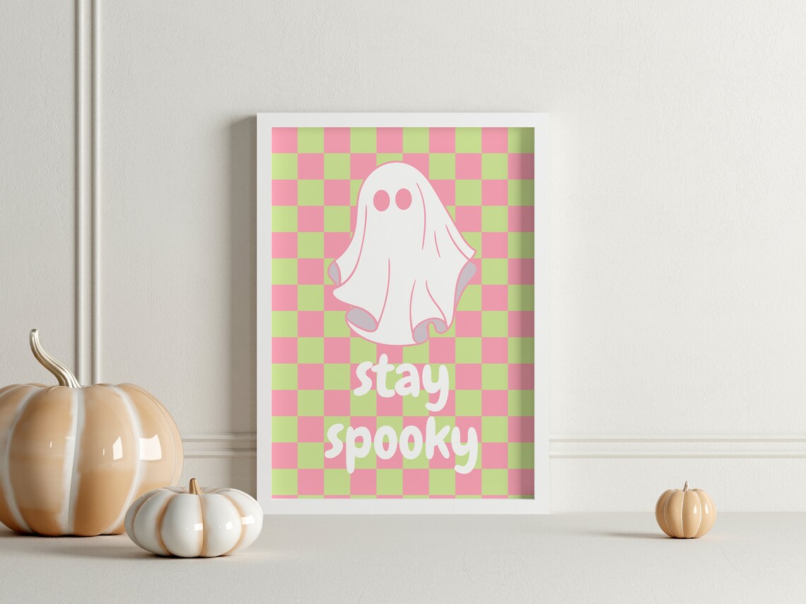 Spooky Cute Ghost Halloween Art Print, Groovy Retro - Image 2