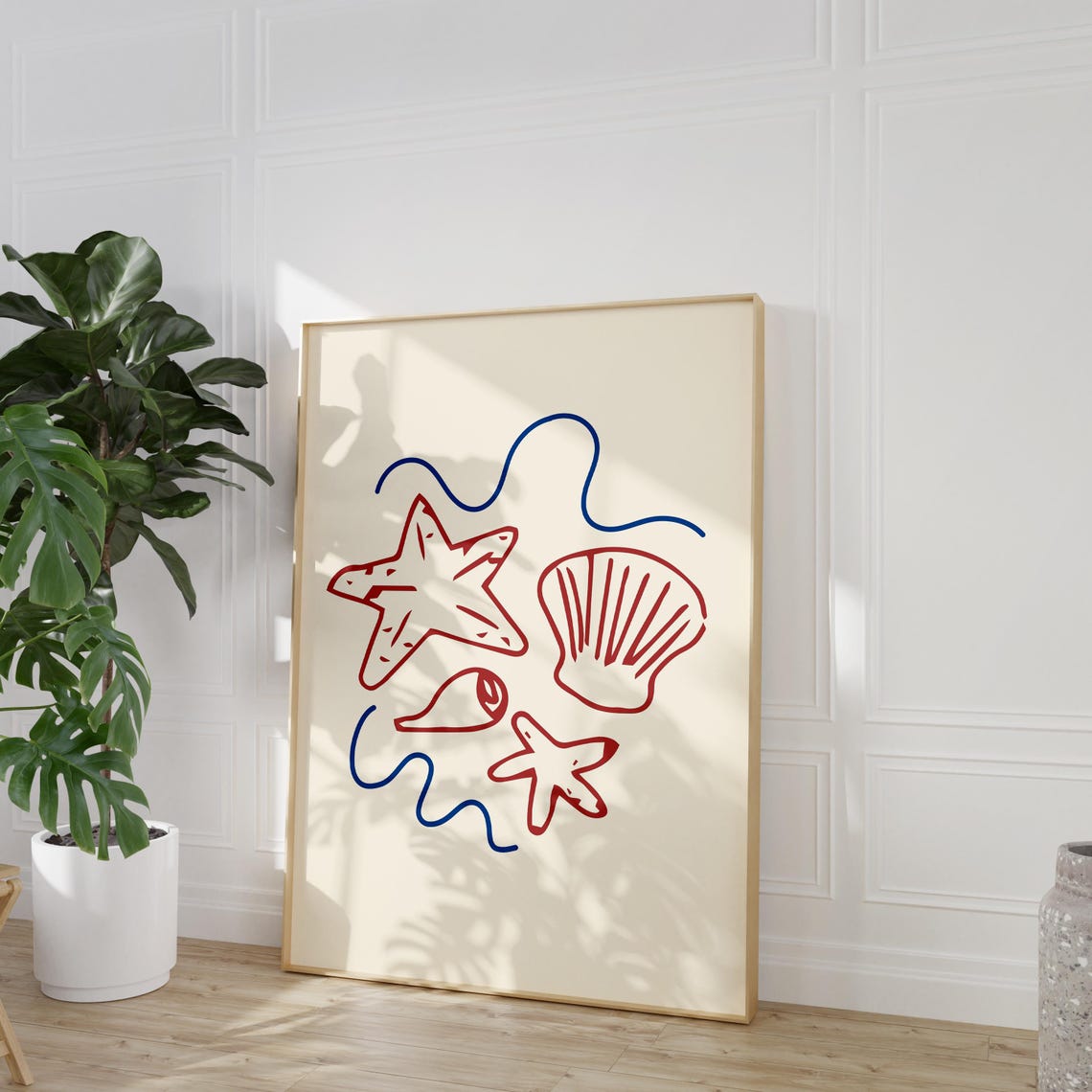 Sea Shells Coastal Minimalist Doodle Art Print - Image 3