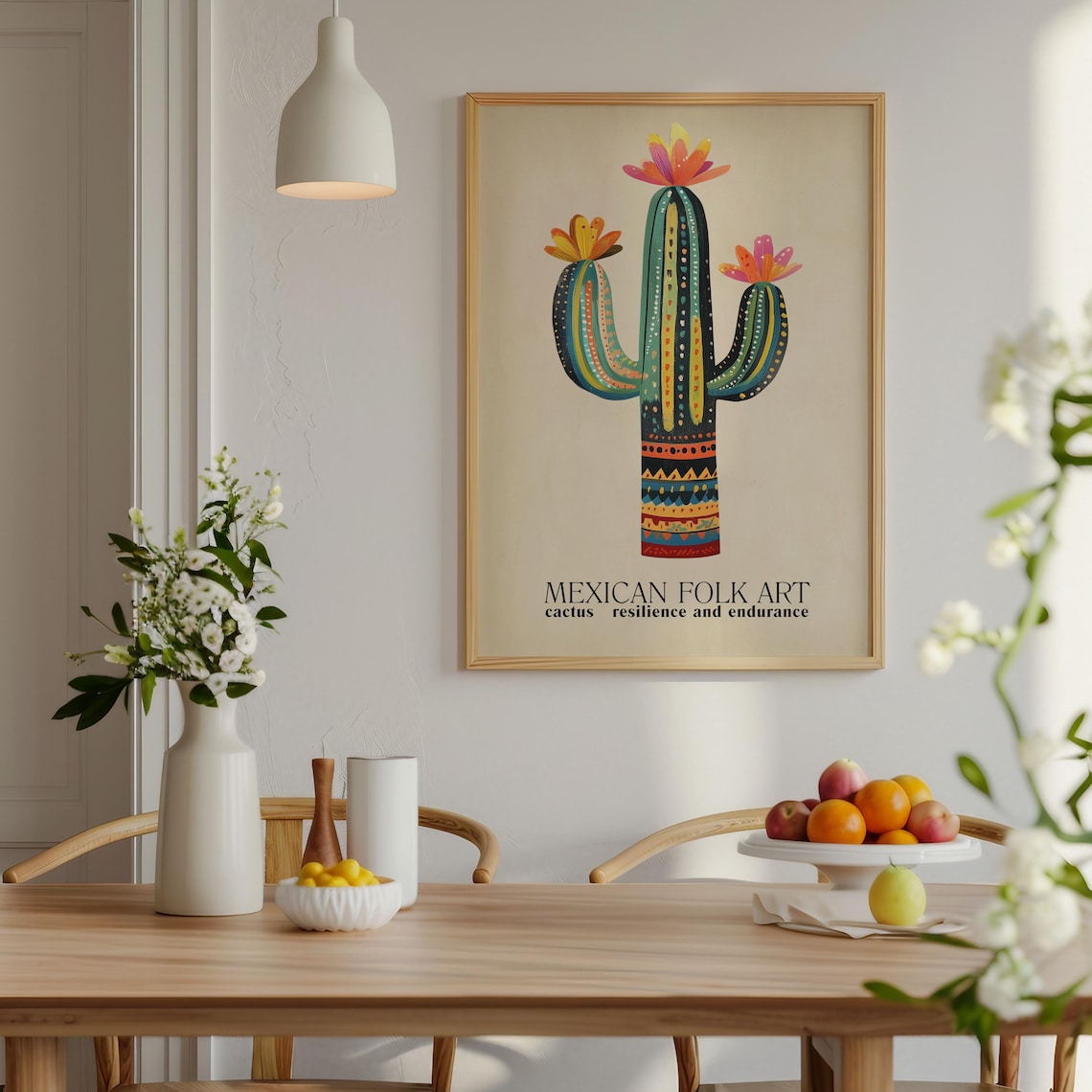 Mexican Cactus Folk Art Poster, Vintage Style - Image 2