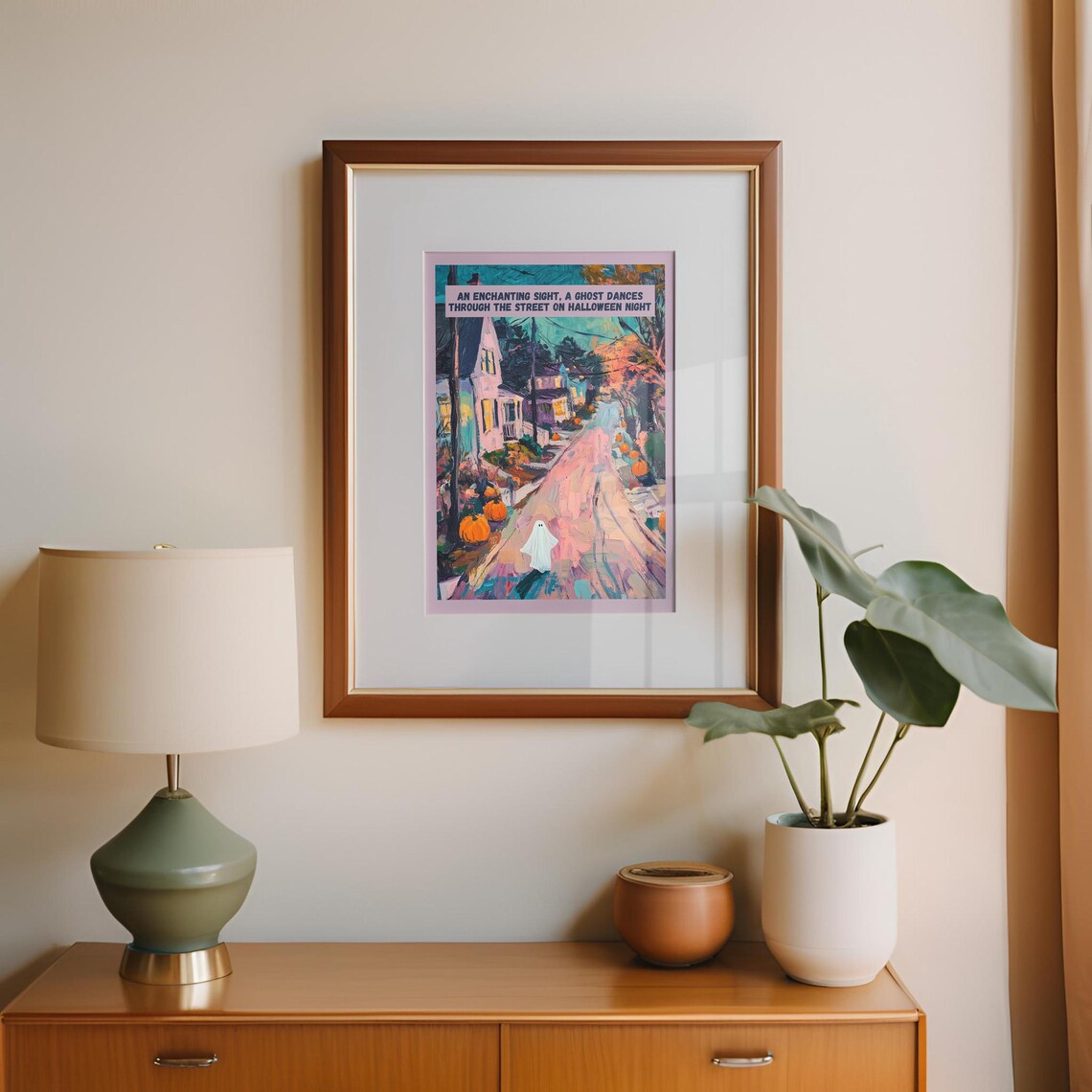 Magical Halloween Cute Ghost Poster, Cottagecore Fall Art - Image 2