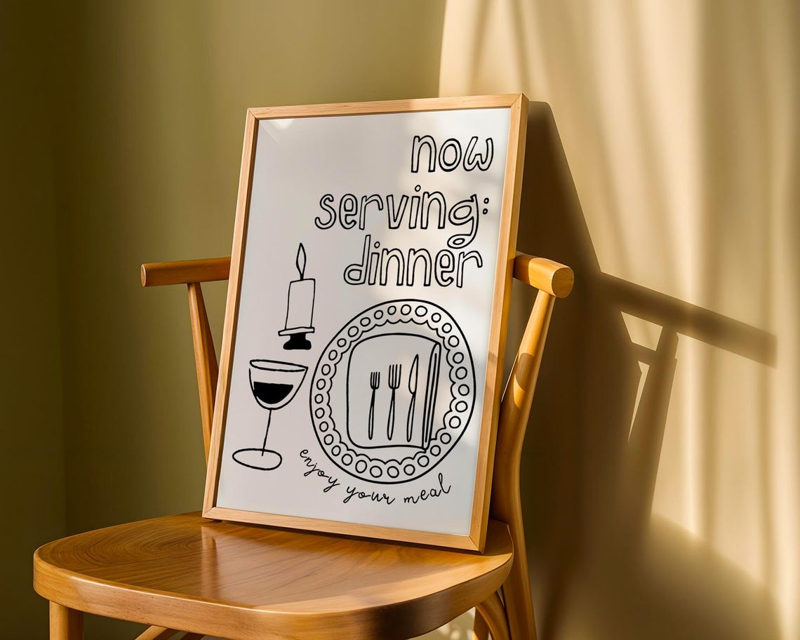 Now Serving Dinner Enjoy Your Meal Kitchen Doodle Art Poster - Image 4