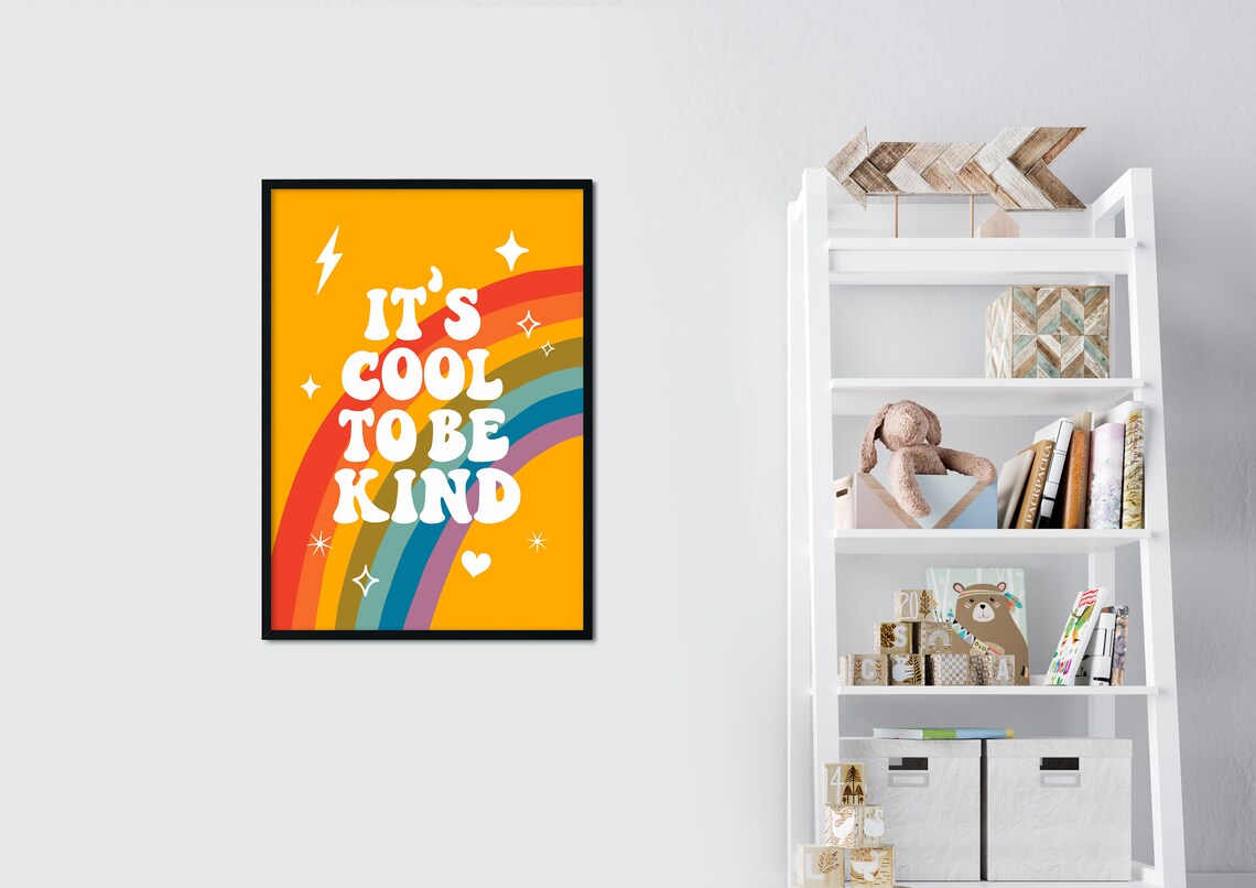 Its Cool To Be Kind Kids Positive Poster, Rainbow - Image 2