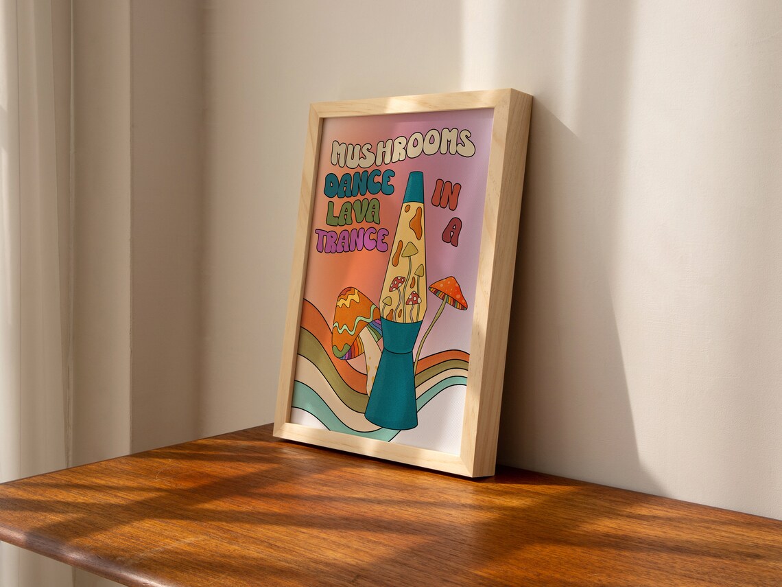 Mushroom And Lava Lamp Retro Psychedelic Art Print - Image 2