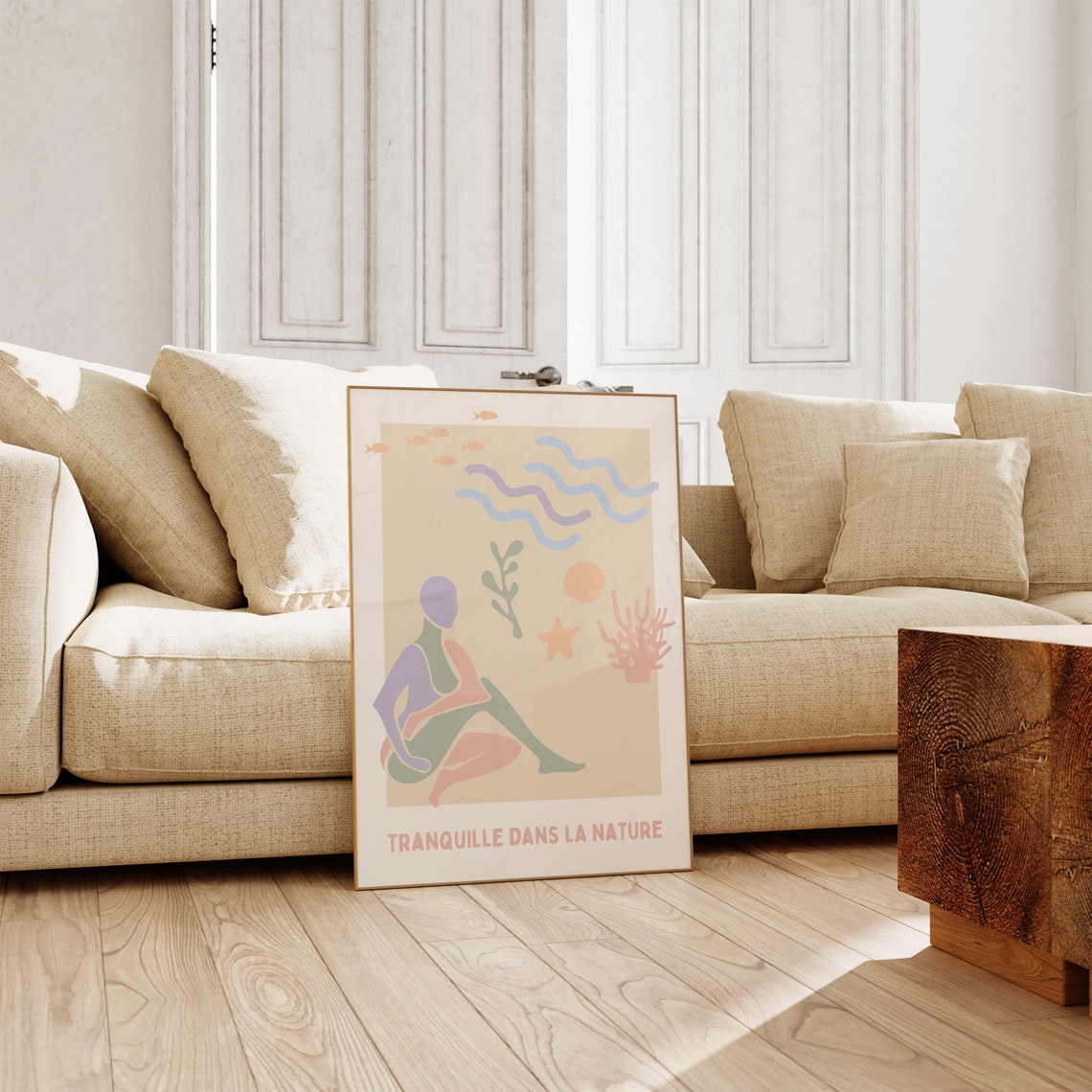 Tranquille Dans La Nature Pastel Beach Sea Figure Abstract Poster - Image 2