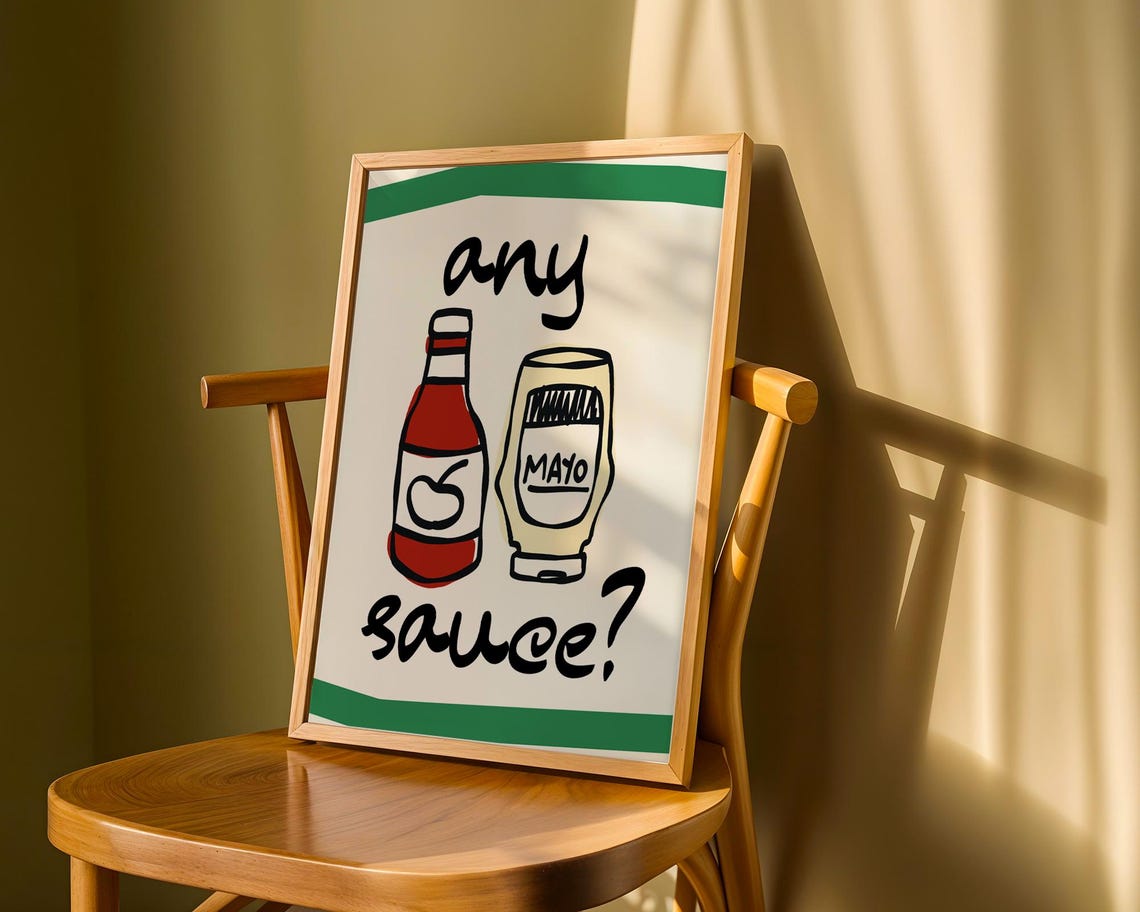 Any Sauce Funny Ketchup And Mayo Retro Kitchen Food Humor Poster - Image 2