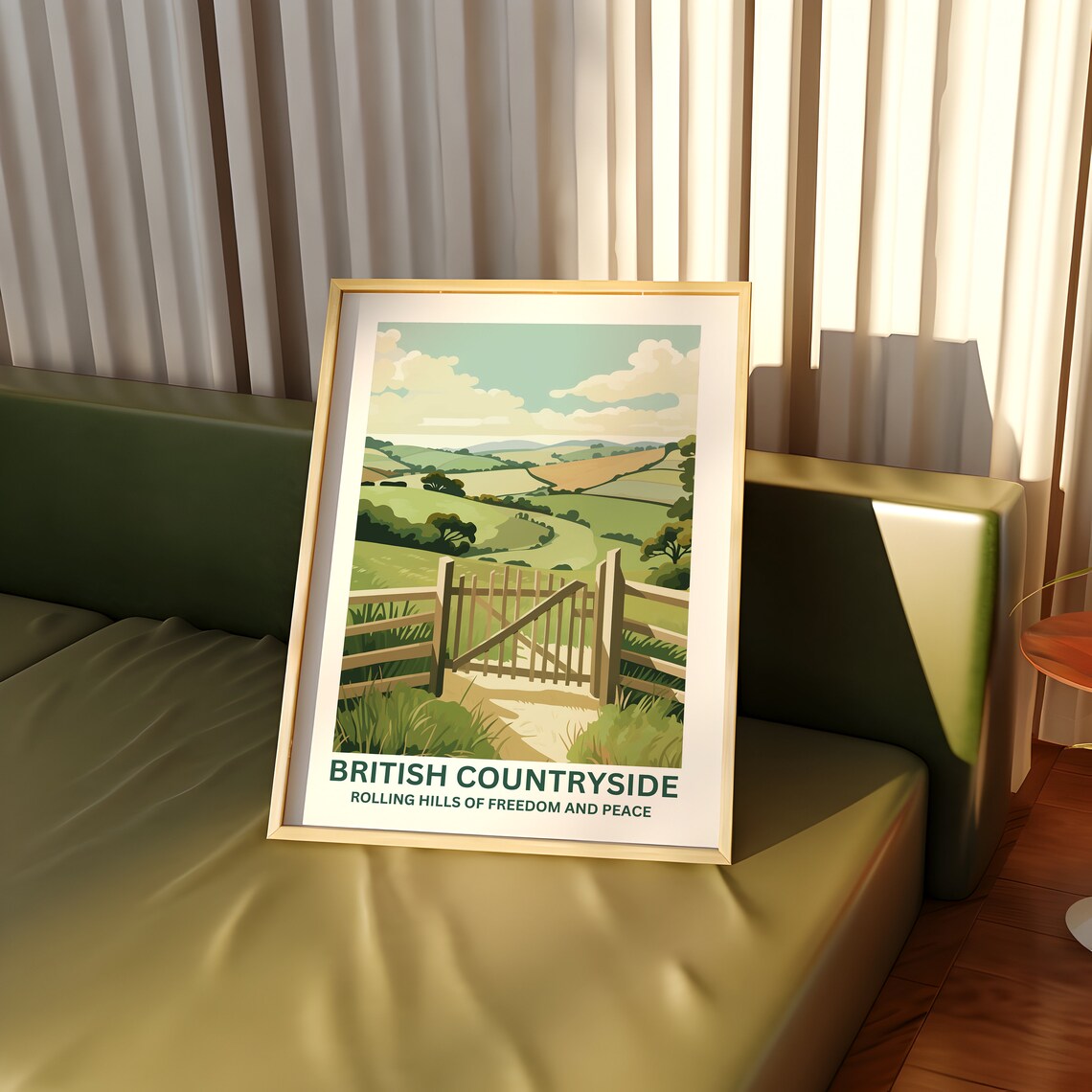 British Countryside Fields Art Print, Classic Landscape - Image 3
