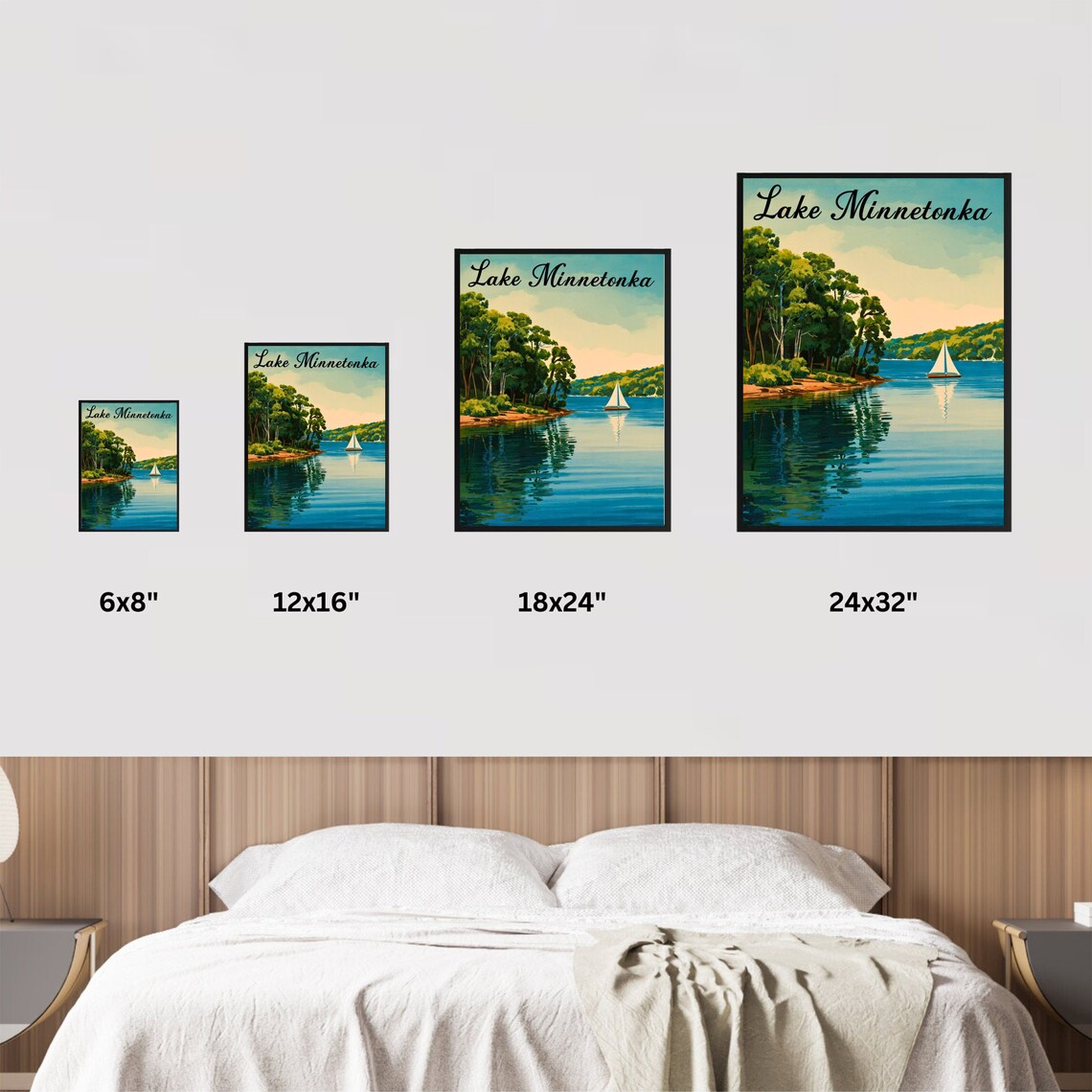 Lake Minnetonka Sailboat Lakeside Sunset Vintage Travel Poster - Image 3