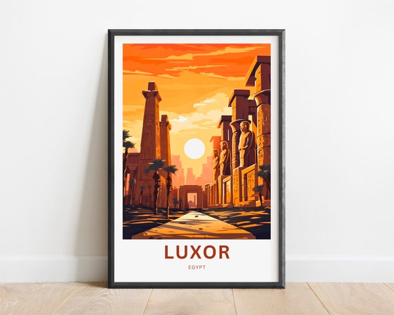 Luxor Travel Print Luxor Poster Egypt Wall Art Framed Present Gift Egypt Present Egypt Decor Custom Text Personalized
