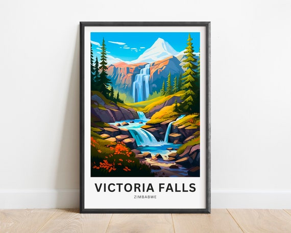 Victoria Falls Travel Print Victoria Falls Poster Zimbabwe Wall Art Framed Present Gift Zimbabwe Africa Present