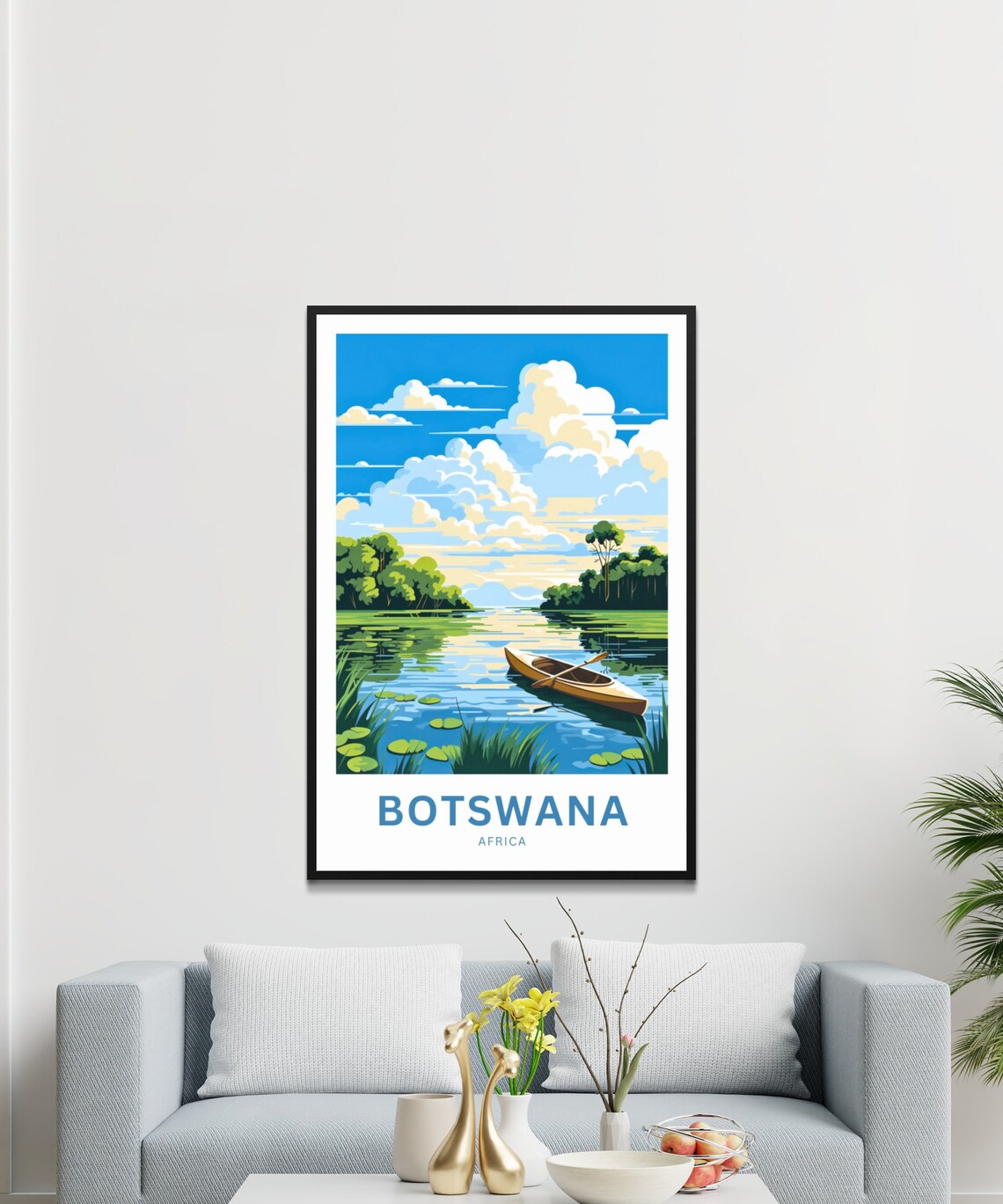 Botswana Africa Personalized Canoe River Safari Travel Poster - Image 3