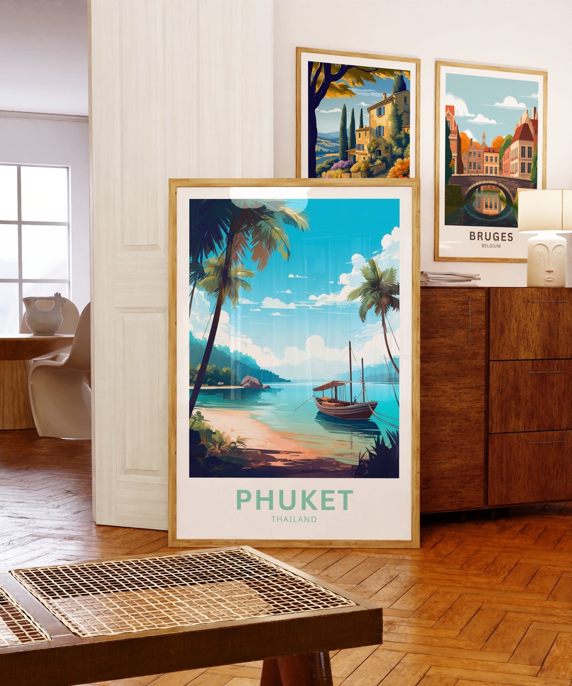 Phuket Thailand Palm Fringed Beach Tropical Longtail Boat Poster - Image 5