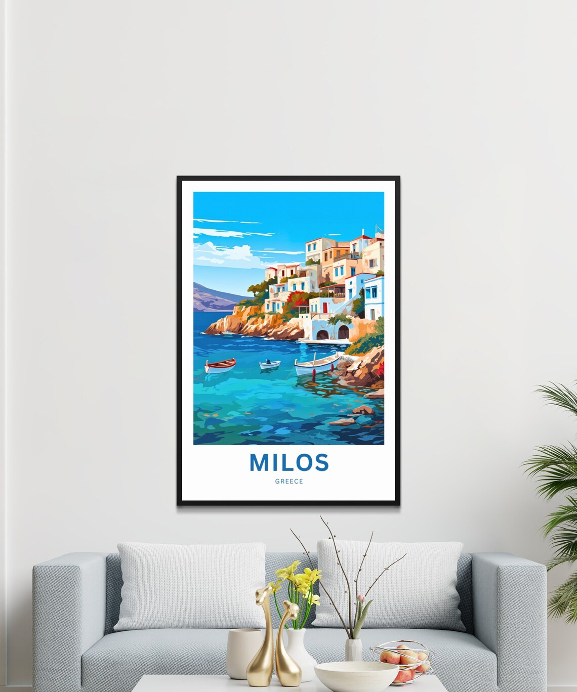 Milos Greece Personalized Fishing Village Cove Travel Poster - Image 3