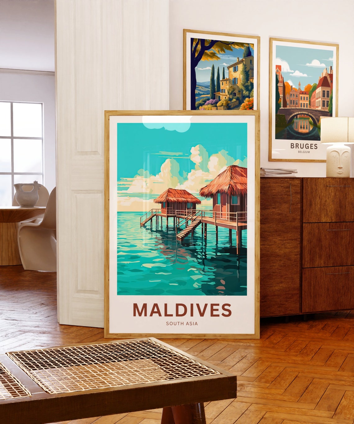 Maldives Twin Overwater Villas Steps Personalized Travel Poster - Image 5