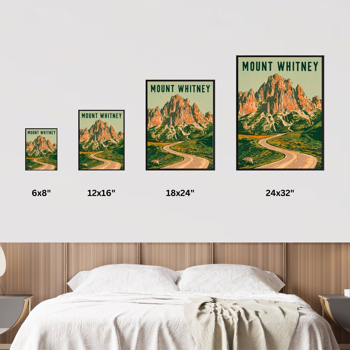 Mount Whitney Vintage Style Red Granite Peaks Country Road Poster - Image 4
