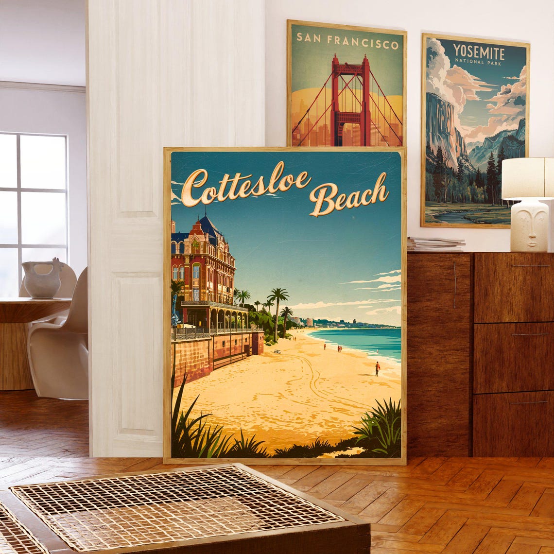 Cottesloe Beach Grand Hotel Sandy Shore Palms Vintage Travel Poster - Image 5
