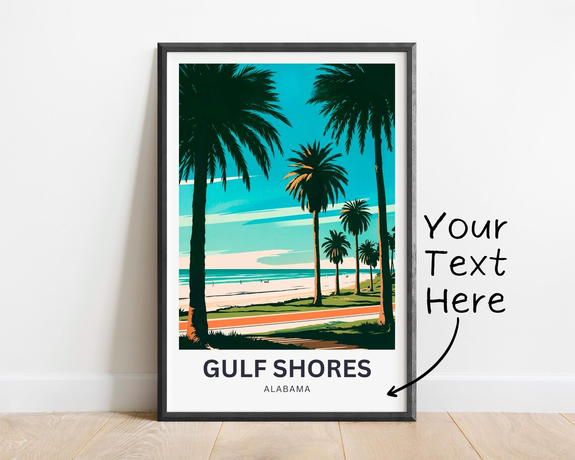 Gulf Shores Alabama Palm Beach Boardwalk Coastal Travel Poster - Image 2