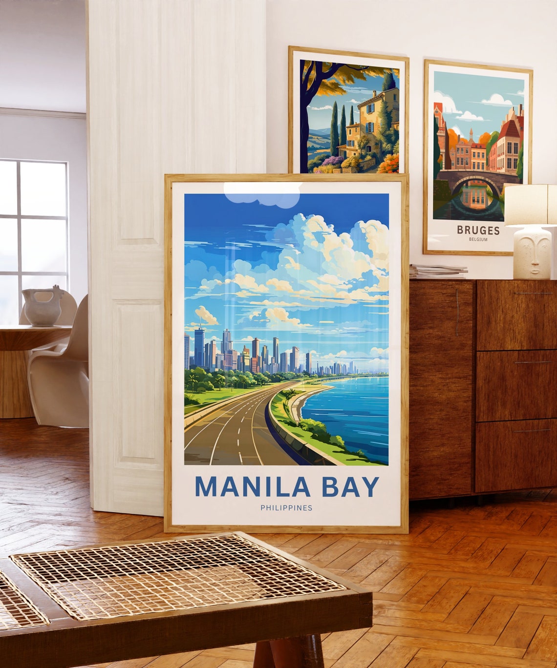 Personalized Manila Bay Philippines Skyline Custom Text Poster - Image 5