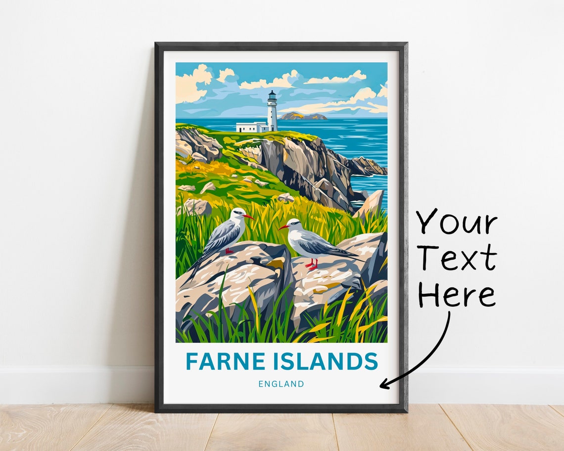 Personalized Farne Islands England Lighthouse Custom Travel Poster