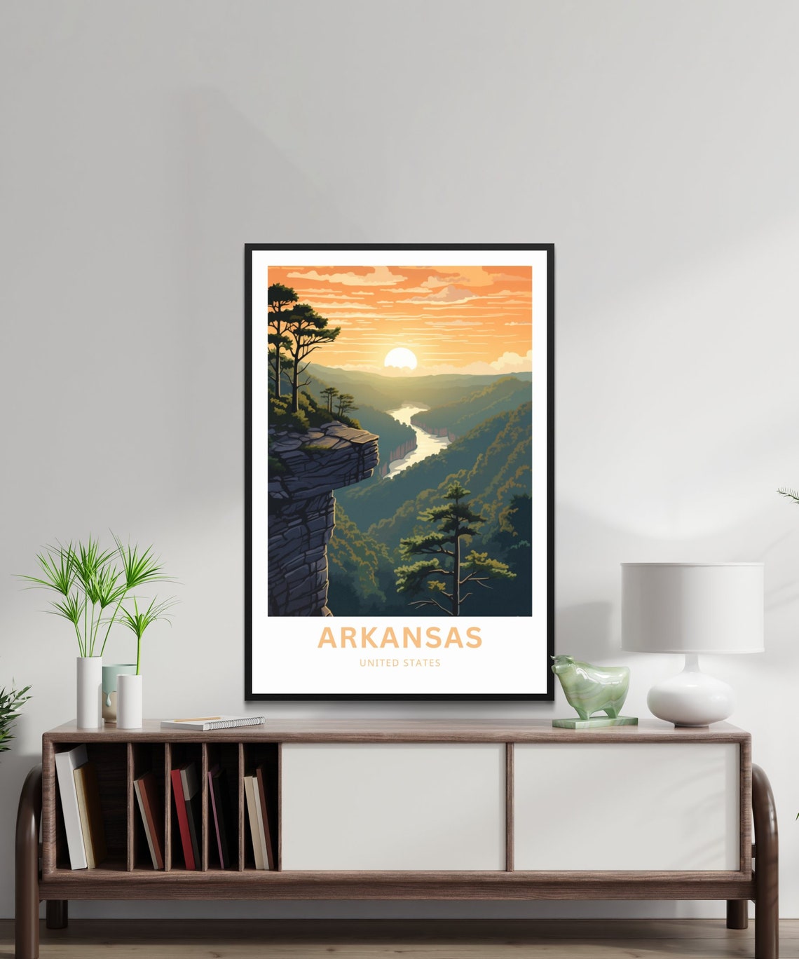 Personalized Arkansas Sunset Bluff Overlook River Valley Travel Poster - Image 2