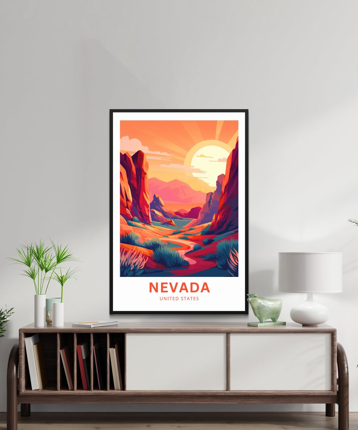 Nevada Red Rock Canyon Sunset Desert Scene Retro Travel Poster - Image 2