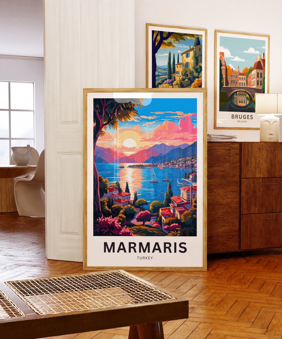 Marmaris Turkey Sunset Harbor Sailboats Vintage Travel Poster Gift - Image 5