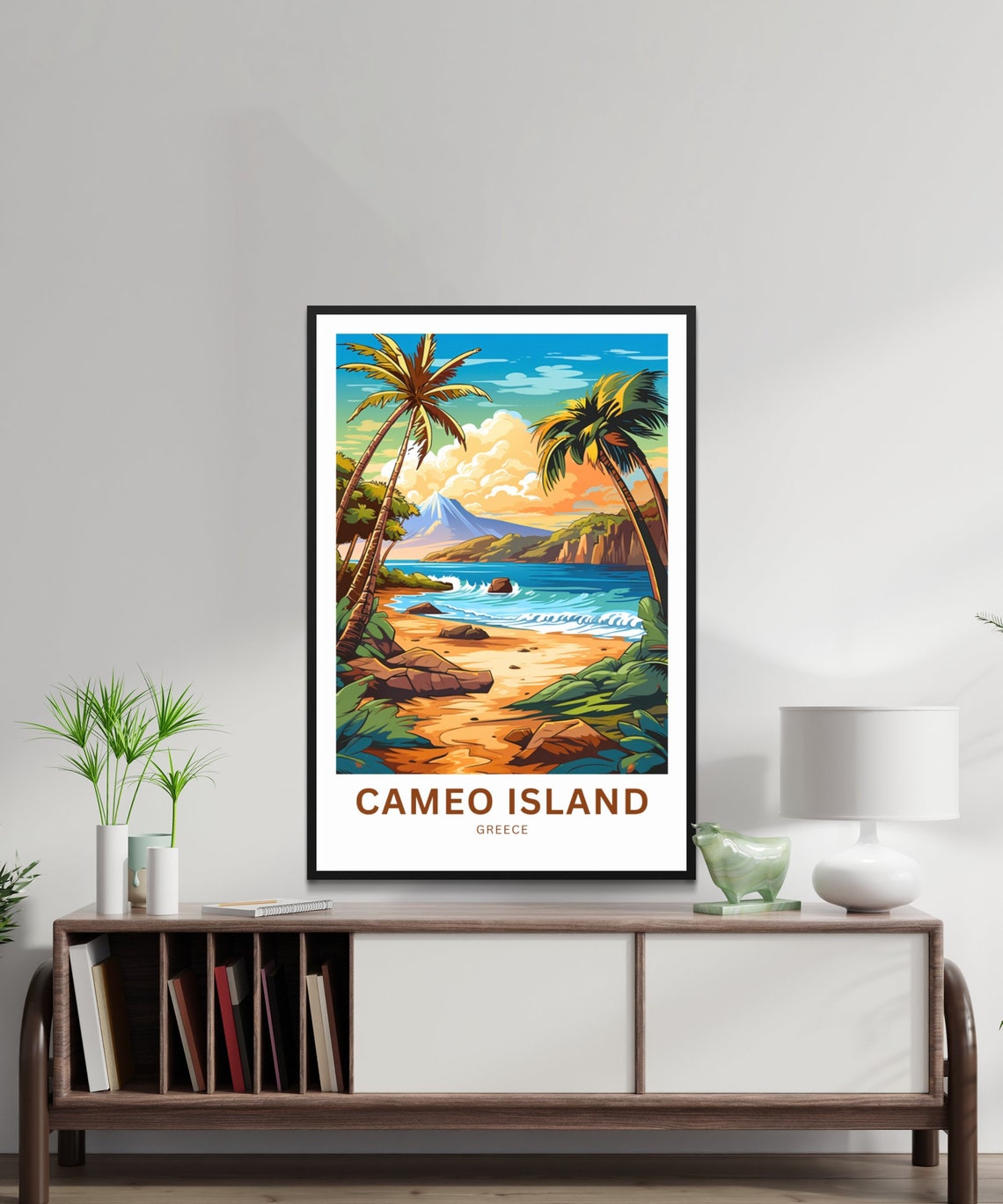 Cameo Island Greece Tropical Volcano Beach Sunset Travel Poster - Image 2