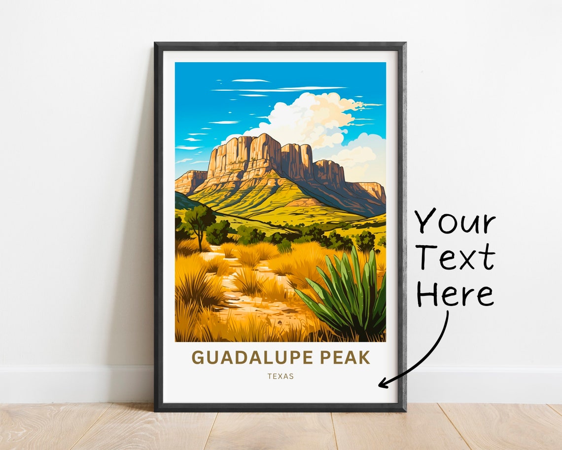 Guadalupe Peak Texas Green Foothills Agave Desert Travel Poster - Image 2